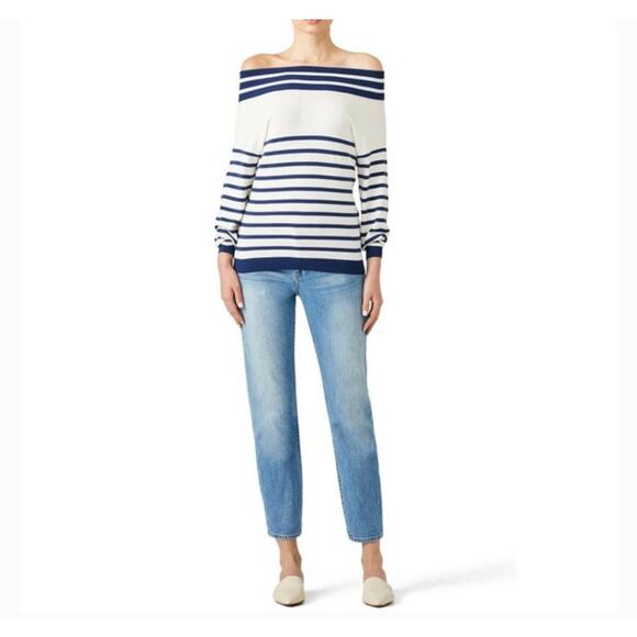 Fuzzi Striped Off Shoulder Sweater Size Small - Picture 9 of 9